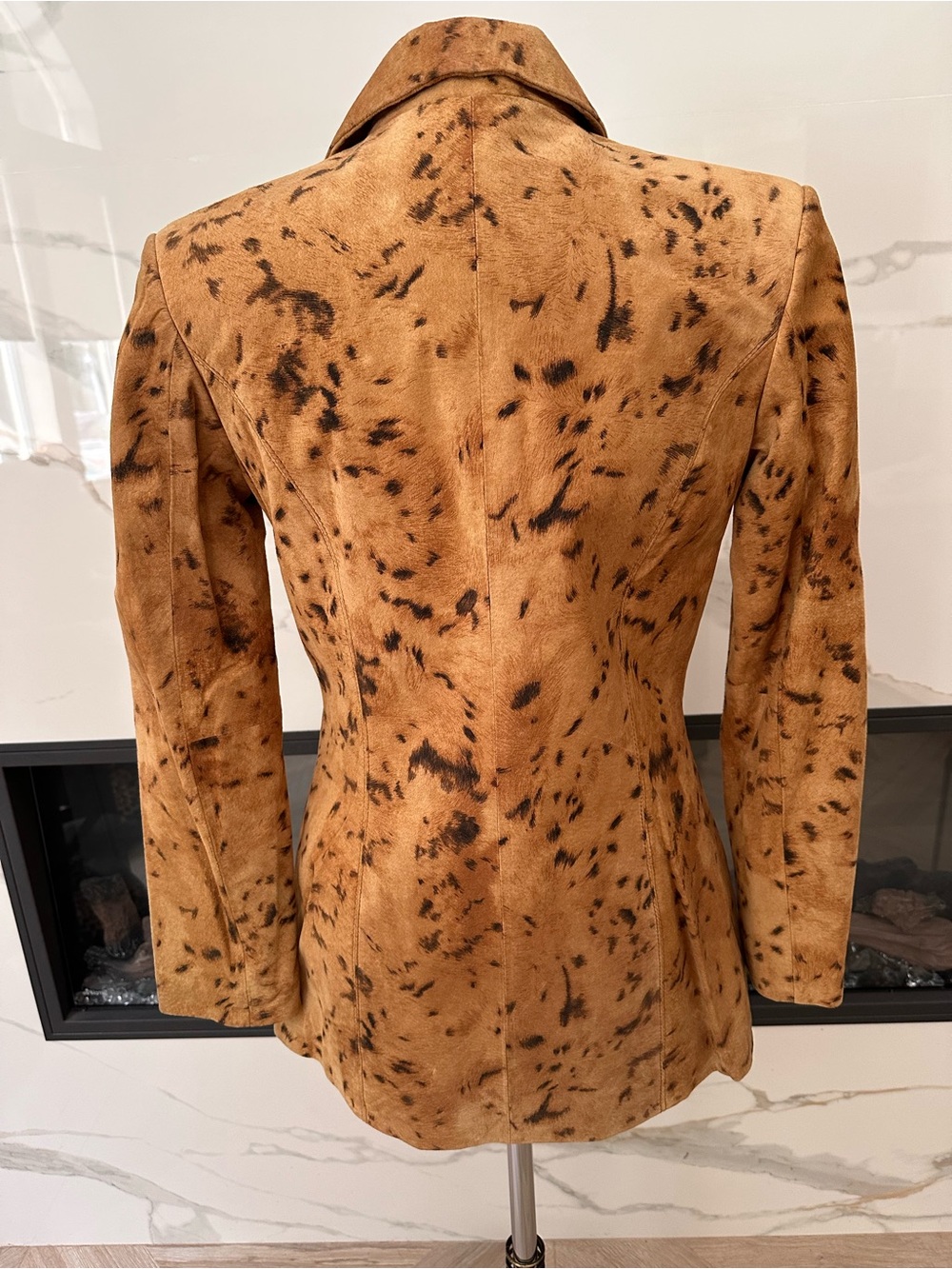Collezione Tan Spotted Suede Leather Coat Size 4 - Picture 5 of 10